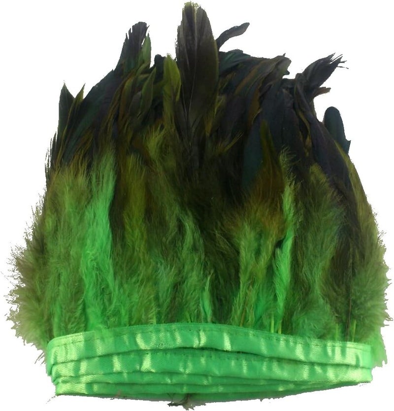 Sowder Rooster Hackle Feather Fringe Trim 5-7" in Width Pack of 5 Yards(Green) - Image 1